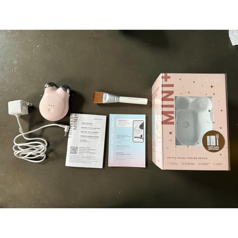 NUFACE Mini+ Plus Petite Facial Toning Device Pink Sandy Rose with Charger